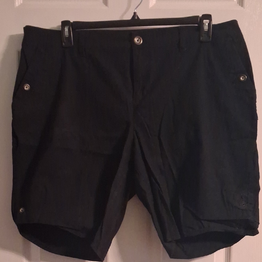 Black Roll Tab Shorts